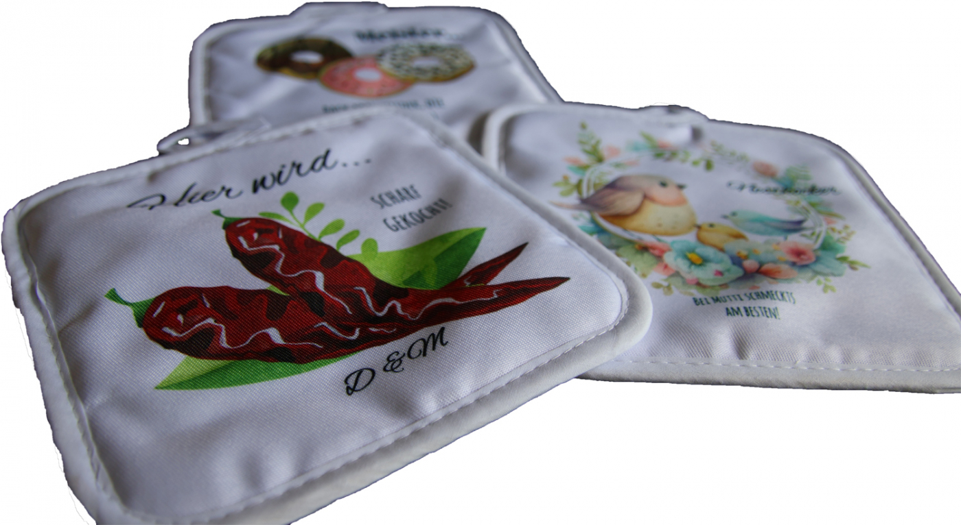 Topflappen-Set (2 Stück) mit Namen/Text bedruckt